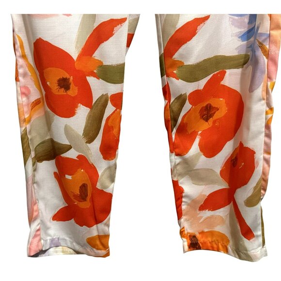 Womens Casual Loose Fitting Floral Pull-On Pants XL Tapered Leg Drawstring Waist - Picture 3 of 6